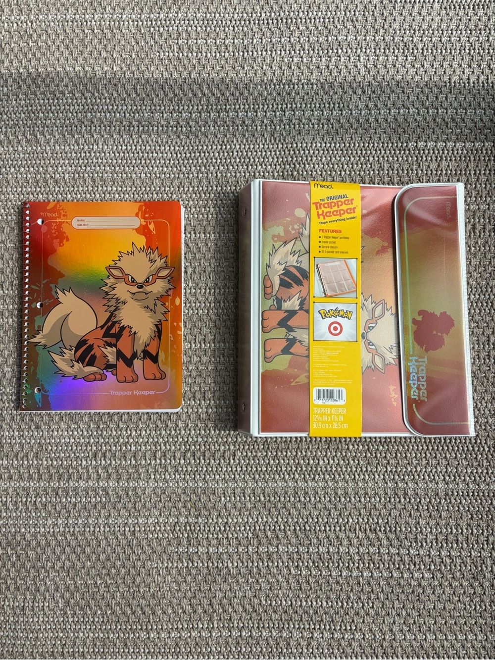 Target X Pokemon Arcanine Holographic Notebook & Trapper Keeper Set - Orange
